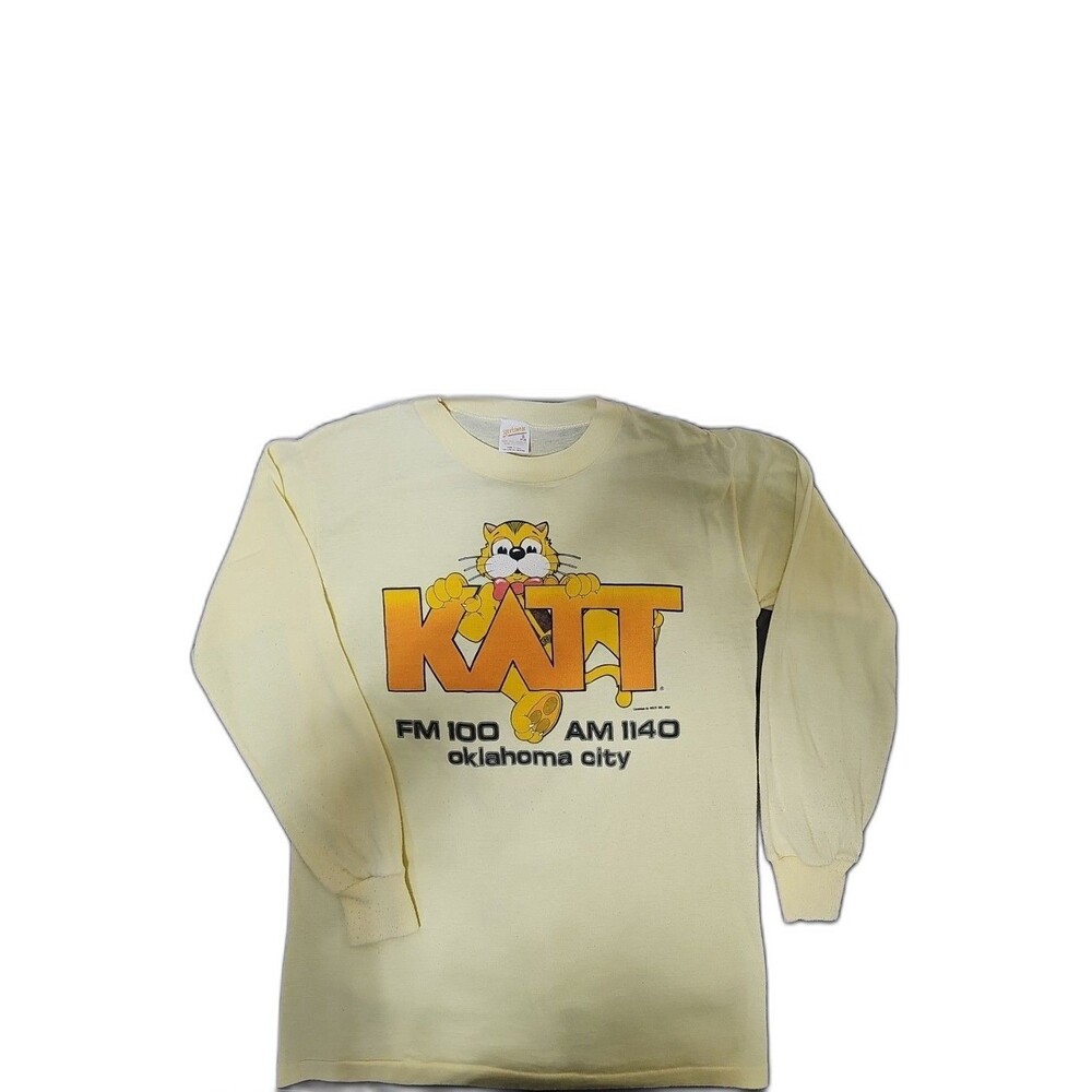 vtg 70s KATT ROCK 100.5 FM OKLAHOMA CITY RADIO STATION Long Sleeve tshirt SMALL